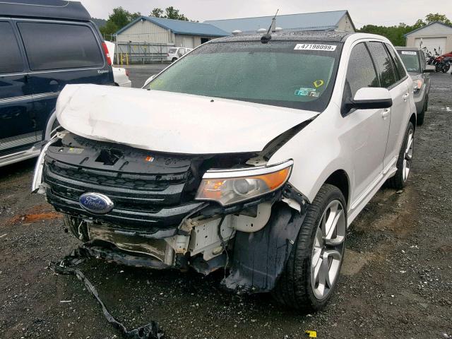 2FMDK4AK7CBA76526 - 2012 FORD EDGE SPORT WHITE photo 2