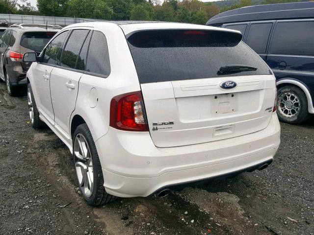 2FMDK4AK7CBA76526 - 2012 FORD EDGE SPORT WHITE photo 3