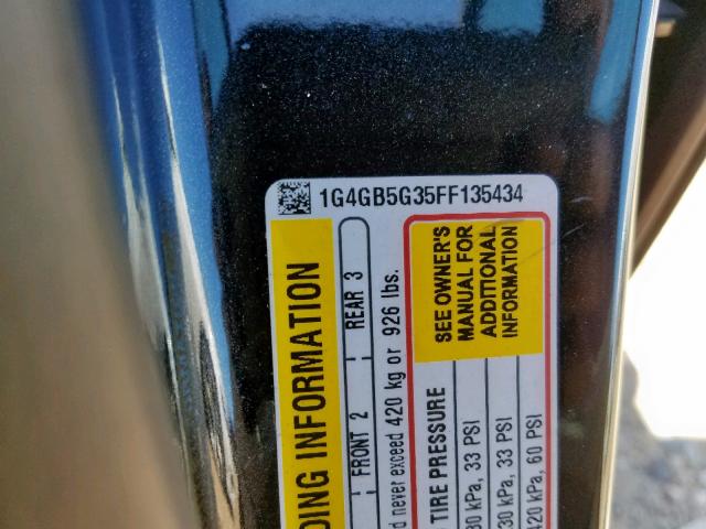 1G4GB5G35FF135434 - 2015 BUICK LACROSSE BLACK photo 10