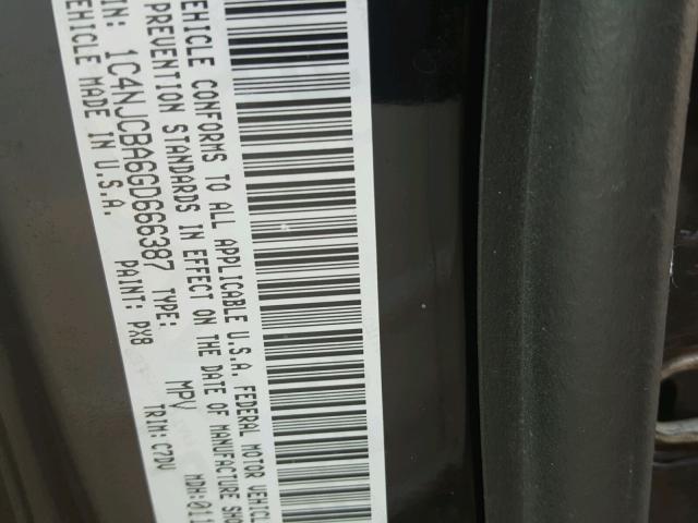 1C4NJCBA6GD666387 - 2016 JEEP COMPASS SP 黑色 照片 10