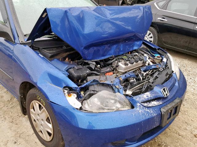 1HGES16384L015973 - 2004 HONDA CIVIC DX V BLUE photo 9