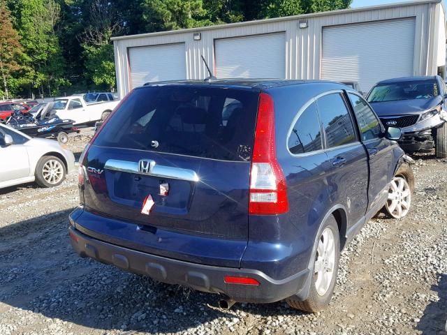 JHLRE38737C028012 - 2007 HONDA CR-V EXL BLUE photo 4