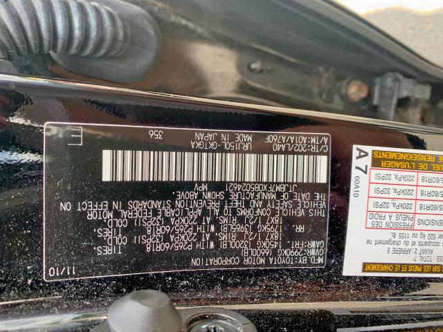 JTJBM7FX0B5024621 - 2011 LEXUS GX BLACK photo 10