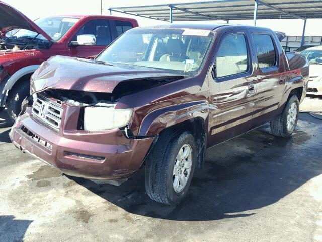 2HJYK164X7H536615 - 2007 HONDA RIDGELINE BURGUNDY photo 2