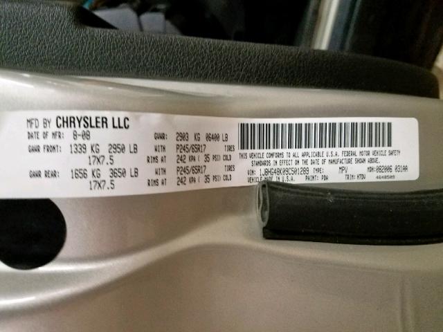 1J8HG48K09C501289 - 2009 JEEP COMMANDER 银色 照片 10