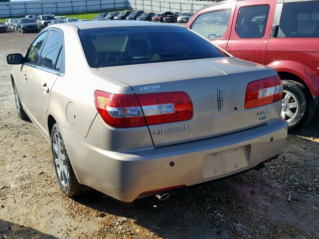 3LNHM28T57R653480 - 2007 LINCOLN MKZ GOLD photo 3