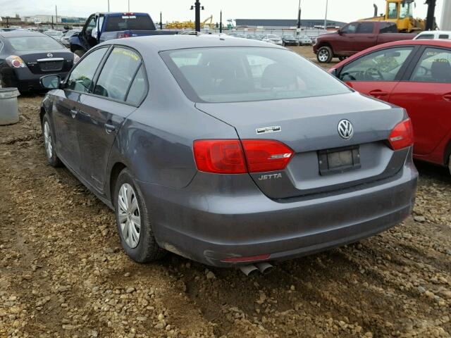 3VW2K7AJ0EM217522 - 2014 VOLKSWAGEN JETTA BASE GRAY photo 3