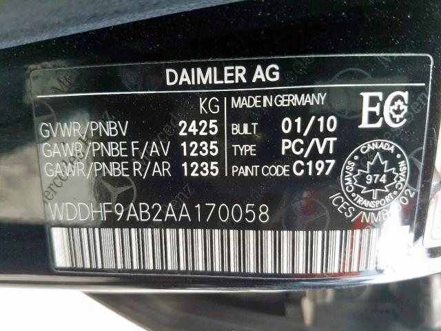 WDDHF9AB2AA170058 - 2010 MERCEDES-BENZ E 550 4MAT BLACK photo 10