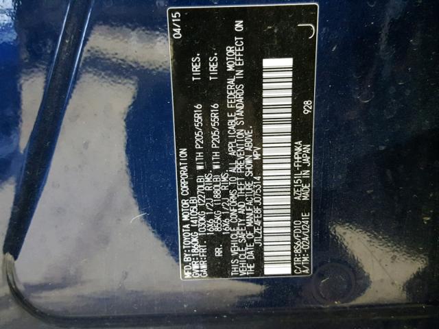 JTLZE4FE8FJ075314 - 2015 TOYOTA SCION XB Көк фото 10