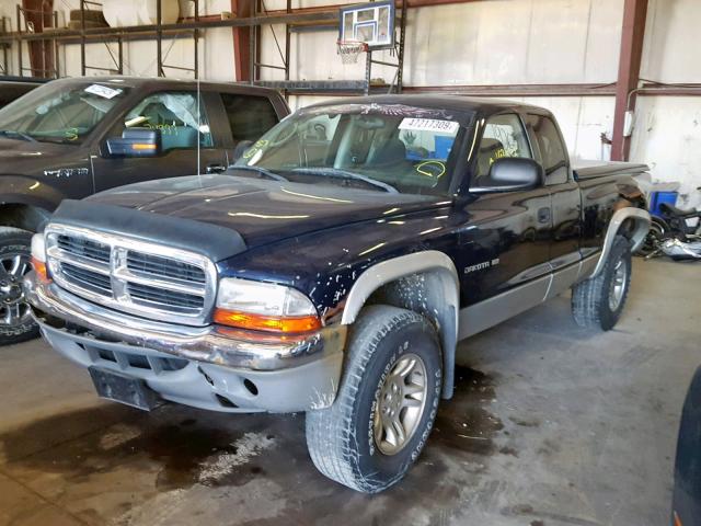 1B7GG22N11S347180 - 2001 DODGE DAKOTA BLUE photo 2