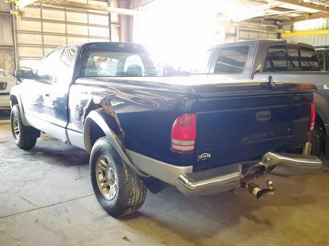 1B7GG22N11S347180 - 2001 DODGE DAKOTA BLUE photo 3