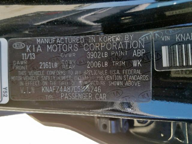 KNAFZ4A87E5174246 - 2014 KIA FORTE EX BLUE photo 10