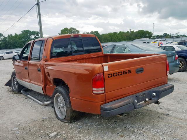 1B7GL2AN0YS619046 - 2000 DODGE DAKOTA QUA ORANGE photo 3