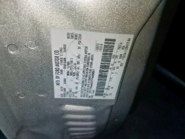 1FTYR44E07PA69861 - 2007 FORD RANGER SUP SILVER photo 10