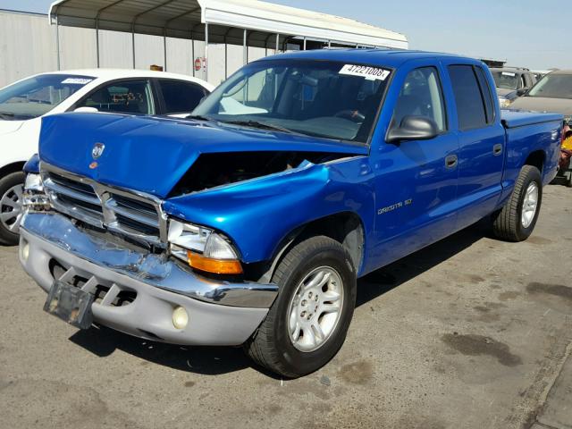 1B7HL2AX91S245127 - 2001 DODGE DAKOTA QUA BLUE photo 2