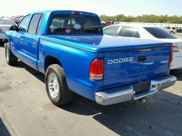 1B7HL2AX91S245127 - 2001 DODGE DAKOTA QUA BLUE photo 3