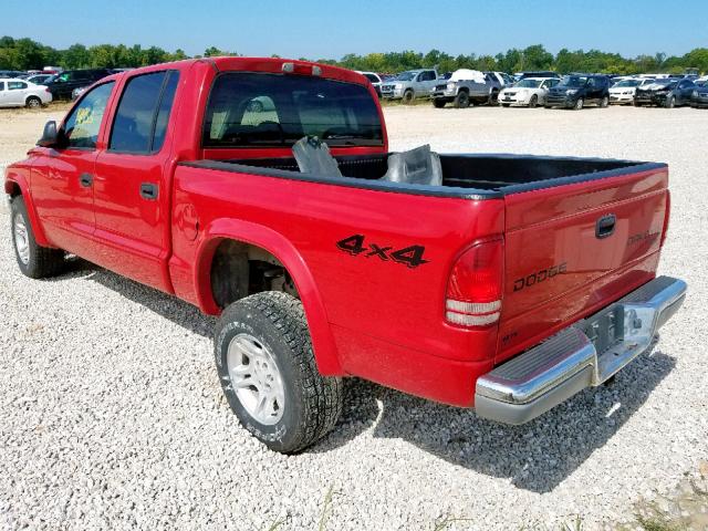 1D7HG48N43S369139 - 2003 DODGE DAKOTA QUA RED photo 3