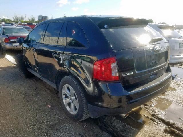 2FMDK3JC8EBB52521 - 2014 FORD EDGE SEL BLACK photo 3