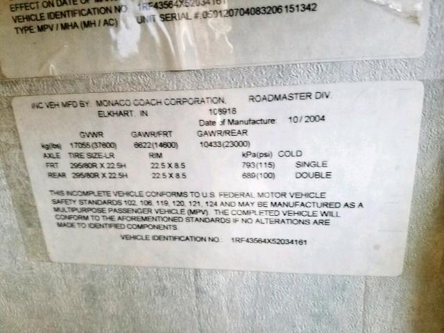 1RF43564X52034161 - 2005 ROADMASTER RAIL MONOCOQUE İki rəngli foto 10