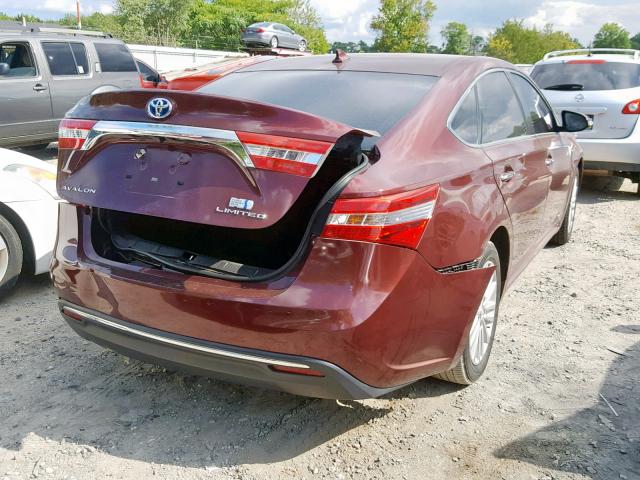 4T1BD1EB3DU009850 - 2013 TOYOTA AVALON HYB BURGUNDY photo 4