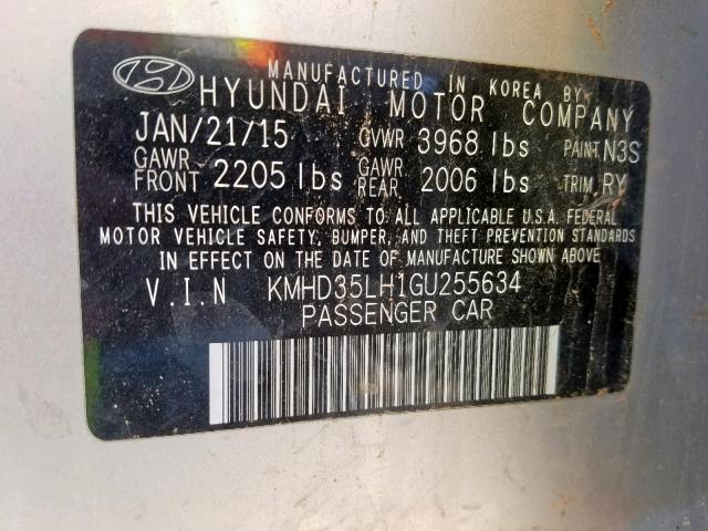 KMHD35LH1GU255634 - 2016 HYUNDAI ELANTRA GT SILVER photo 10