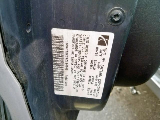 1G8AN12F84Z114742 - 2004 SATURN ION LEVEL SILVER photo 10