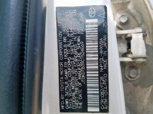 JTDKDTB39C1524669 - 2012 TOYOTA PRIUS C WHITE photo 10