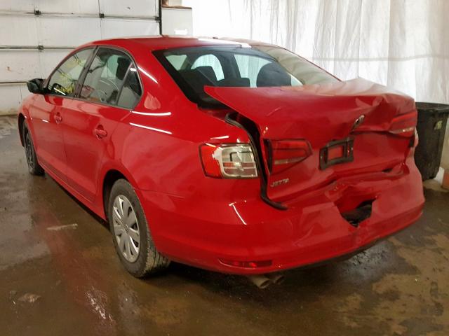 3VW2K7AJ5FM273344 - 2015 VOLKSWAGEN JETTA BASE RED photo 3