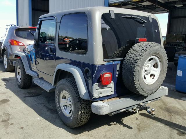 1J4FA39S05P338259 - 2005 JEEP WRANGLER X BLUE photo 3