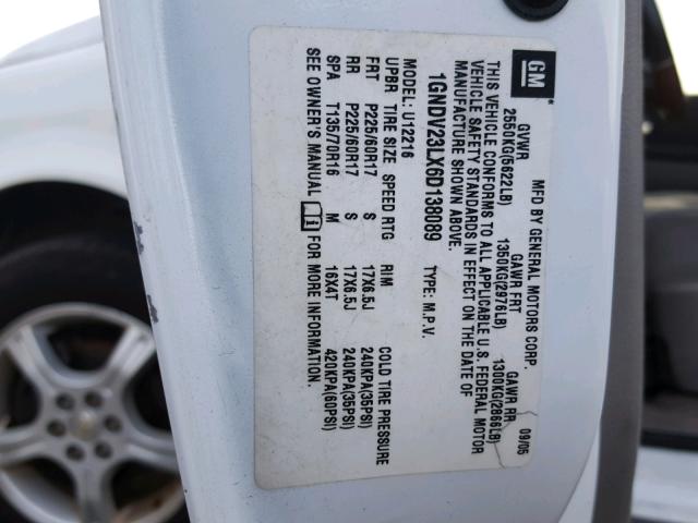 1GNDV23LX6D138089 - 2006 CHEVROLET UPLANDER L 白色 照片 10