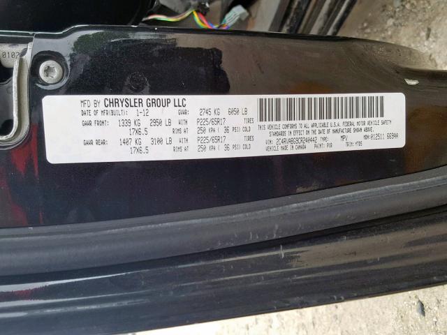 2C4RVABG9CR240442 - 2012 VOLKSWAGEN ROUTAN SE BLACK photo 10