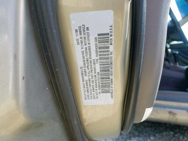 4S3BE6451Y7211309 - 2000 SUBARU LEGACY GT BEIGE photo 10