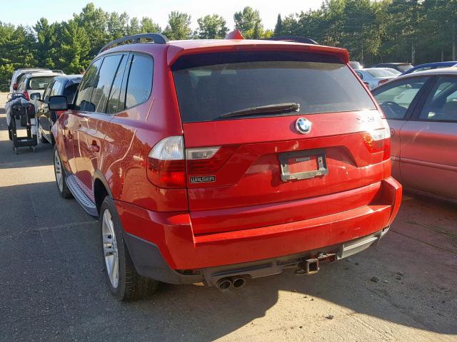 WBXPC93458WJ22812 - 2008 BMW X3 3.0SI RED photo 3