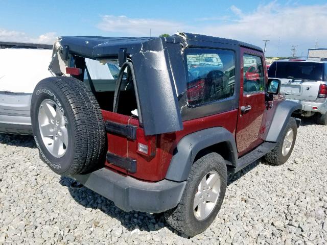 1J8FA24117L208735 - 2007 JEEP WRANGLER X BURGUNDY photo 4