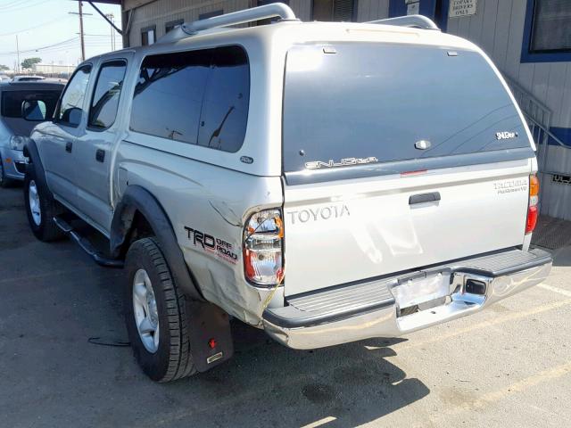 5TEGN92N12Z123628 - 2002 TOYOTA TACOMA DOU SILVER photo 3