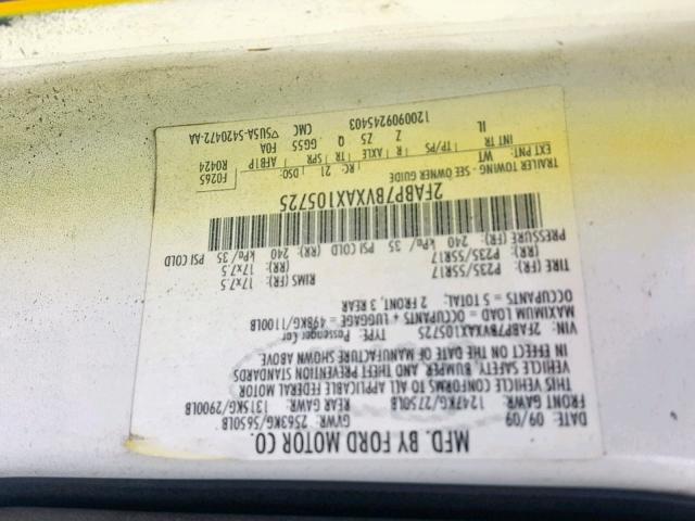 2FABP7BVXAX105725 - 2010 FORD CROWN VICT YELLOW photo 10