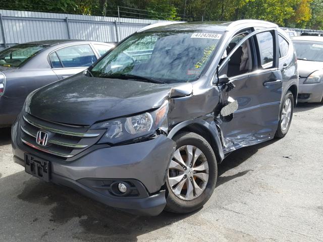 2HKRM4H7XDH628077 - 2013 HONDA CR-V EXL GRAY photo 2