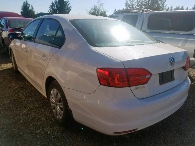 3VW2K7AJ3DM296179 - 2013 VOLKSWAGEN JETTA BASE WHITE photo 3