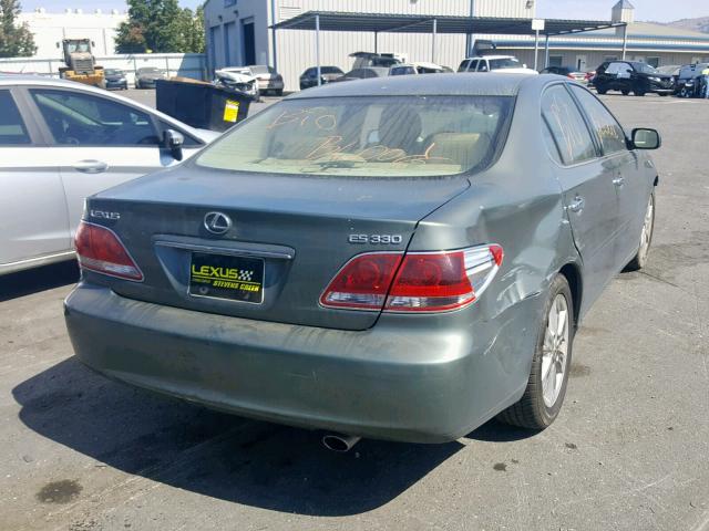 JTHBA30G655130149 - 2005 LEXUS ES330 GREEN photo 4