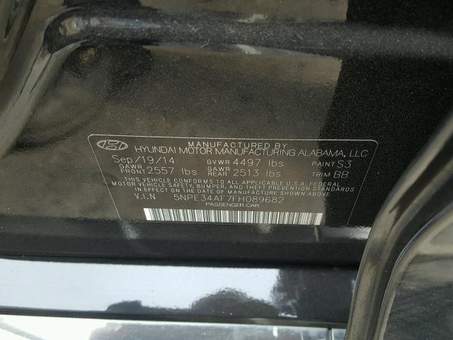 5NPE34AF7FH089682 - 2015 HYUNDAI SONATA SPO BLACK photo 10