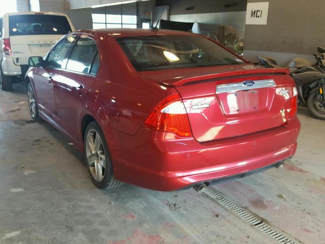 3FAHP0DC0AR358970 - 2010 FORD FUSION SPO RED photo 3