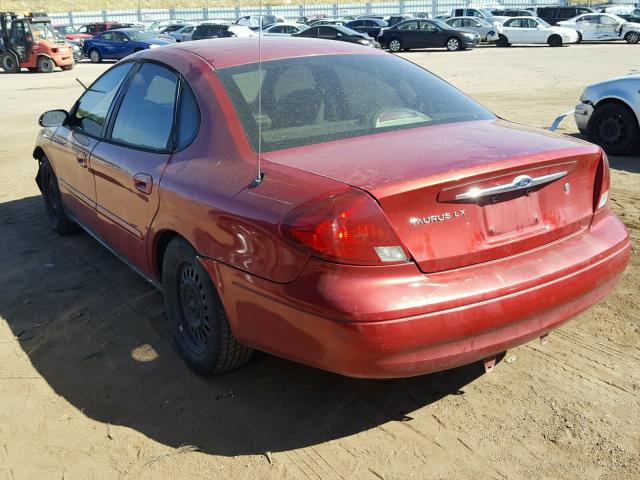 1FAFP52U7YA240337 - 2000 FORD TAURUS LX RED photo 3