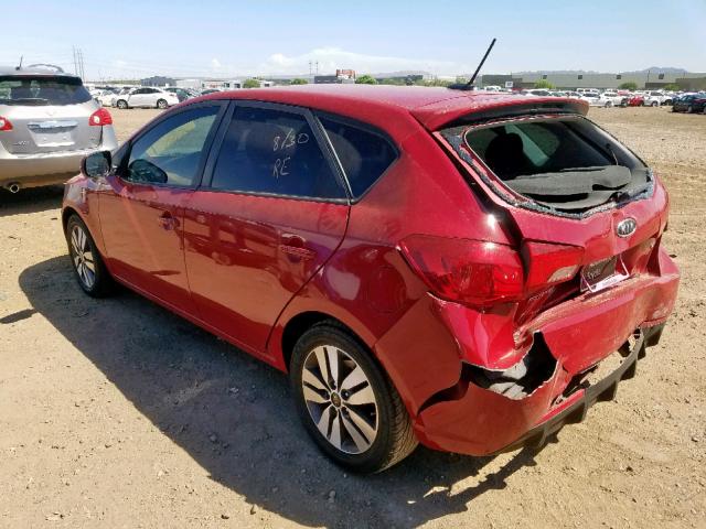 KNAFU5A22D5649896 - 2013 KIA FORTE EX RED photo 3