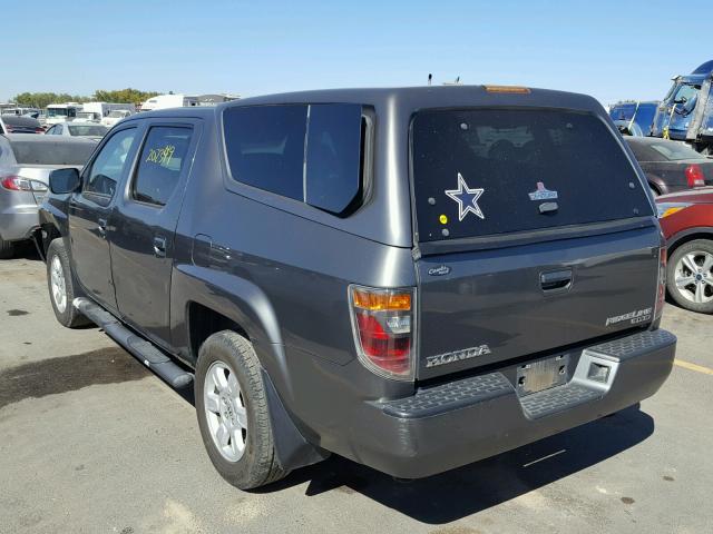 2HJYK165X7H525302 - 2007 HONDA RIDGELINE CHARCOAL photo 3