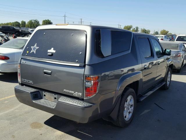 2HJYK165X7H525302 - 2007 HONDA RIDGELINE CHARCOAL photo 4