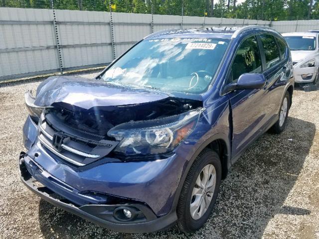 2HKRM4H75EH700305 - 2014 HONDA CR-V EXL BLUE photo 2