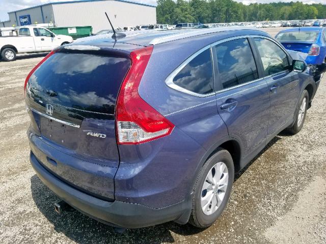 2HKRM4H75EH700305 - 2014 HONDA CR-V EXL BLUE photo 4