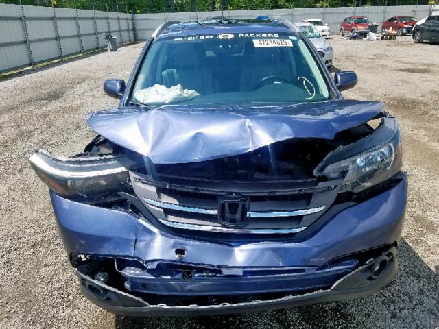 2HKRM4H75EH700305 - 2014 HONDA CR-V EXL BLUE photo 9