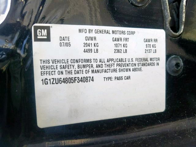 1G1ZU64805F340874 - 2005 CHEVROLET MALIBU MAX ლურჯი ფოტო 10