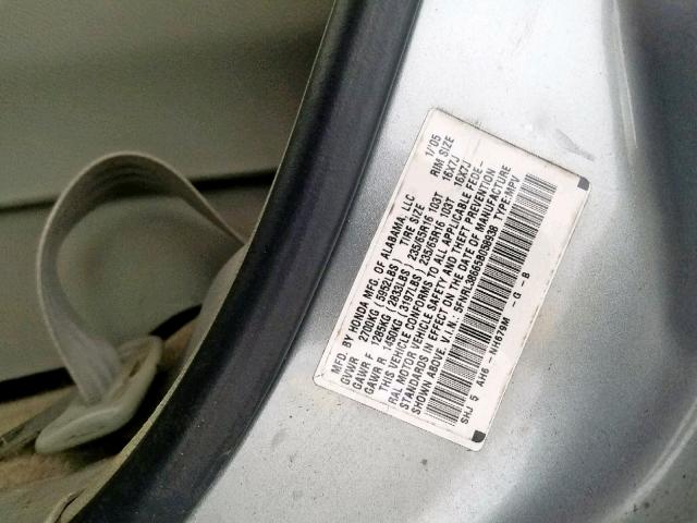 5FNRL38665B058938 - 2005 HONDA ODYSSEY EX GRAY photo 10